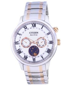 Renoverad Citizen Moon Phase Tvåfärgad rostfritt stål Silver Urtavla Eco-Drive AP1054-80A herrklocka