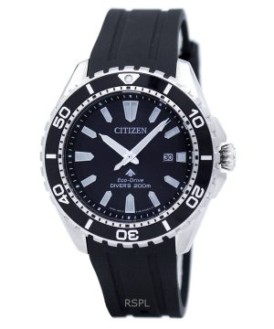 Renoverad Citizen Promaster polyuretanrem Black Dial Diver's Eco-Drive BN0190-15E 200M herrklocka