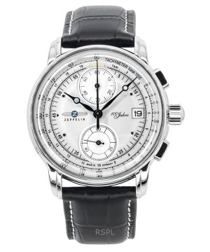 Zeppelin 100 Jahre Chronograph Läderrem Silver Urtavla Quartz 86701 Herrklocka