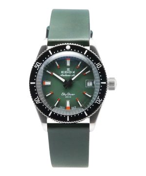 Edox Skydiver Special Edition Green Dial Automatic Diver&#39,s 801313NCVI 300M herrklocka med extra rem