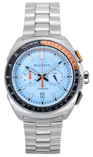 Bulova Racer Chronograph Rostfritt stål Blue Dial Quartz 98B432 100M herrklocka