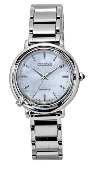 Citizen L Arcly Diamond Accent Rostfritt stål Pärlemorskiva Eco-Drive EM1090-60D Damklocka med extra rem