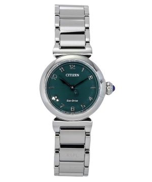 Citizen L May Bell Mini Diamond Accent Rostfritt stål Grön urtavla Eco-Drive EM1130-83X Damklocka