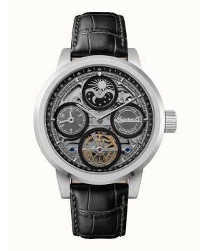 Ingersoll The Arc Moon Phase Läderrem Svart Skeletturtavla Automatisk I16001 Herrklocka