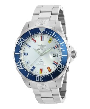 Invicta Grand Pro Diver rostfritt stål Silver Dial Automatic Diver&#39,s 21324 300M herrklocka