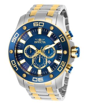 Invicta Pro Diver Scuba Chronograph Two Tone Rostless Steel Blue Dial Quartz 26082 100M herrklocka