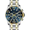 Invicta Pro Diver Scuba Chronograph Two Tone Rostless Steel Blue Dial Quartz 26082 100M herrklocka