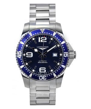 Longines Hydroconquest rostfritt stål Sunray Blue Dial Automatic Diver&#39,s L3.781.4.96.6 300M herrklocka