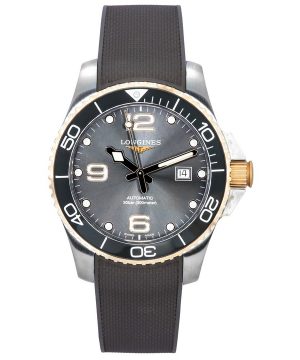 Longines HydroConquest gummiband Sunray Grey Dial Automatic Diver&#39,s L3.782.3.78.9 300M herrklocka