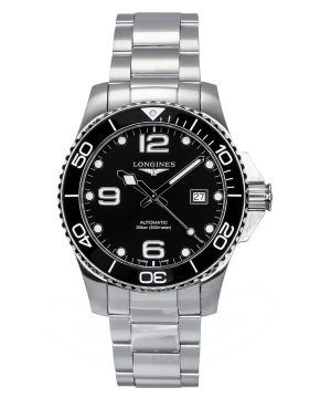 Longines Hydroconquest rostfritt stål Sunray Black Dial Automatic Diver&#39,s L3.782.4.56.6 300M herrklocka