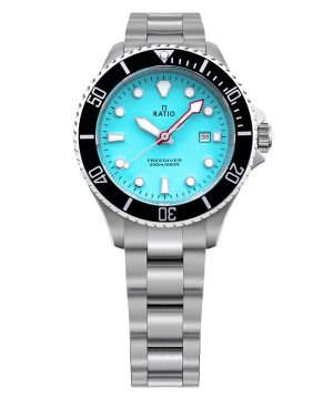 Ratio FreeDiver Safir Rostfritt stål Ice Blue Dial Quartz RTFL807 200M Damklocka