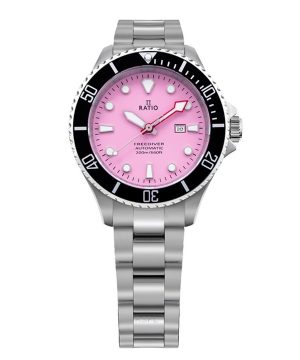 Ratio FreeDiver Sapphire Rostfritt stål Candy Pink Dial Automatisk RTFL839 200M Damklocka