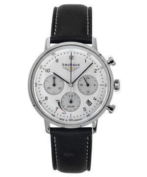 Bauhaus Classic Chronograph Läderrem i rostfritt stål White Dial Solar 20861 Herrklocka