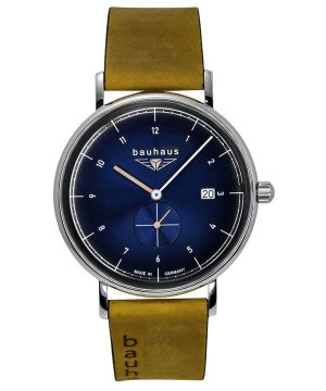 Bauhaus klassiskt brunt läderband Blue Dial Quartz 21303 Herrklocka