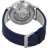 Bauhaus Classic Blue Läderarmband Mörkblå Open Heart Urtavla Automatisk 21663 Herrklocka