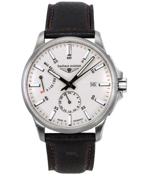 Bauhaus Aviation Läderrem Full Lysande Beige Urtavla Automatisk 28605 100M Herrklocka