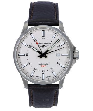 Bauhaus Aviation GMT Läderrem Full Lysande Beige Urtavla Automatisk 28685 100M Herrklocka