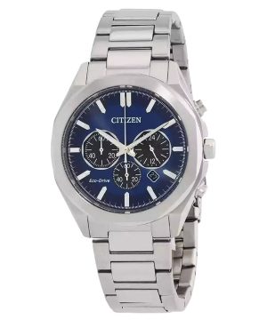 Citizen Eco-Drive kronograf rostfritt stål blå urtavla CA4590-81L 100M herrklocka