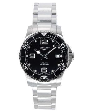 Longines HydroConquest rostfritt stål svart urtavla Automatisk dykare L3.780.4.56.6 300M herrklocka