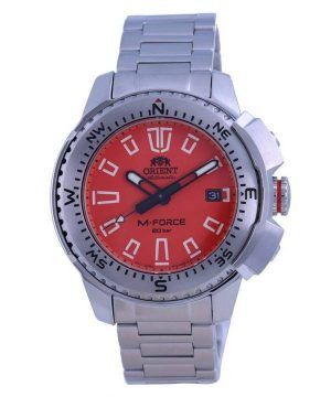 Orient M-Force Orange Dial rostfritt stÃ¥l Automatisk dykare RA-AC0N02Y10B 200M Herrklocka