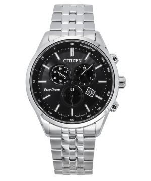 Citizen Eco-Drive kronograf rostfritt stål svart urtavla AT2570-56E 100M herrklocka