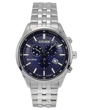 Citizen Eco-Drive kronograf rostfritt stål blå urtavla AT2570-56L 100M herrklocka