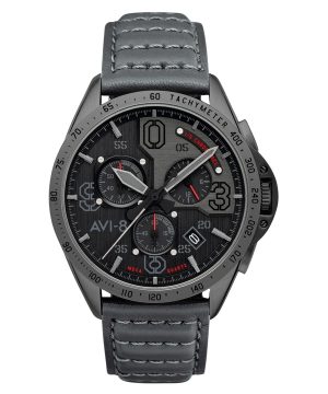 AVI-8 P-51 Mustang Blakeslee Chronograph Brevet Läderrem Svart Urtavla Quartz AV-4077-03 Herrklocka