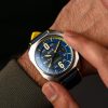 AVI-8 Bell X-1 Machbuster Automatisk Catalina Blue Läderrem Blue Dial AV-4115-03 Herrklocka