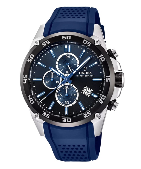 Festina The Originals Chronograph gummirem Blue Dial Quartz F20330-A 100M herrklocka