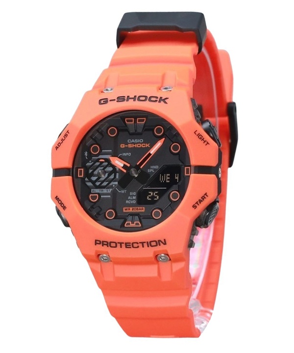 Casio G-Shock analog digital smartphonelänk Biobaserad orange hartsrem Grå urtavla Quartz GA-B001FL-4A 200M herrklocka