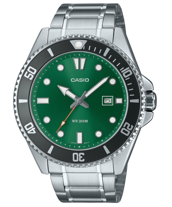 Casio Standard Analog Rostfritt Stål Grön Urtavla Quartz MDV-107D-3A2V 200M Herrklocka