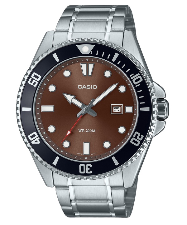 Casio Standard Analog Rostfritt Stål Brun Urtavla Quartz MDV-107D-5AV 200M Herrklocka