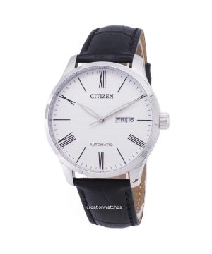 Renoverad Citizen Analog Läderrem Vit Urtavla Automatisk NH8350-08A Herrklocka